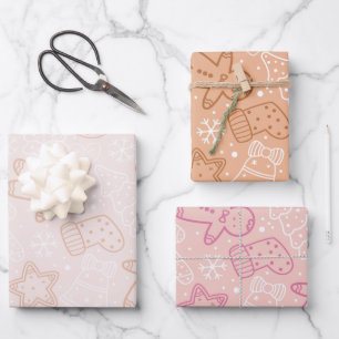 Pretty Christmas Trees Hears Stars Christmas Wrapping Paper Sheets
