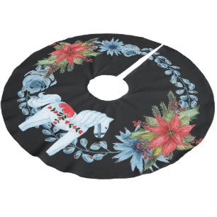 Pretty Christmas Wreath With Horse Brushed Polyester Tree Skirt