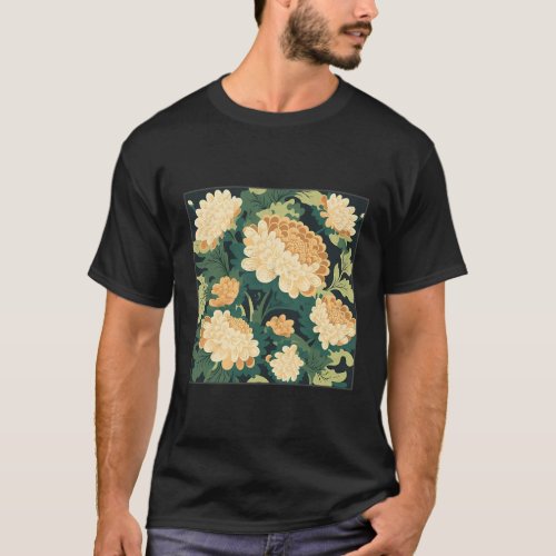 Pretty Chrysanthemum Flower Illustration T_Shirt