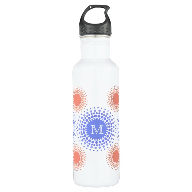 Pretty Circles and Monogram Stainless Steel Water Bottle (Front)