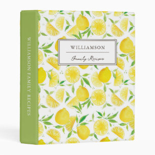 Pretty Citrus Watercolor Lemon Family Mini Binder