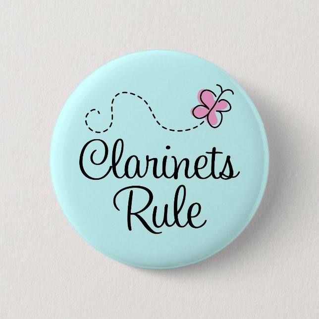 Pretty Clarinets Rule Music Gift Pinback Button (Front)