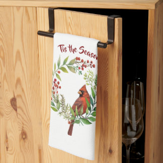 Pretty Classic Cardinal Red Bird Kitchen Towel