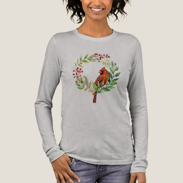 Pretty Classic Cardinal Red Bird Tri-Blend Shirt (Front)