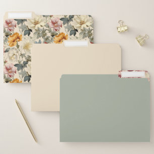 Pretty classic modern retro style floral and color file folder