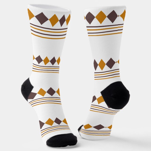 Pretty classic pattern line and geometric artwork socks (Angled)
