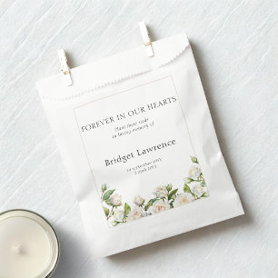Pretty Classic White Roses Funeral Seed Packet Favor Bag