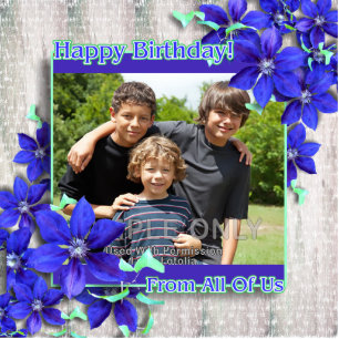 Pretty Clematis Birthday Photo Frame Cutout