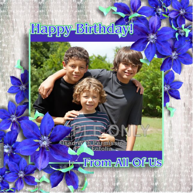 Pretty Clematis Birthday Photo Frame Cutout (Front)