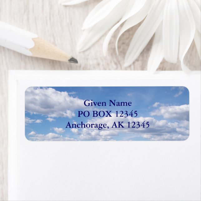 Pretty Clouds Blue Sky Photo Label (Insitu)