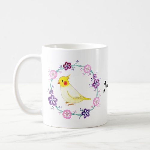 Pretty Cockatiel Custom Name Cute Cockatiel lutino Coffee Mug