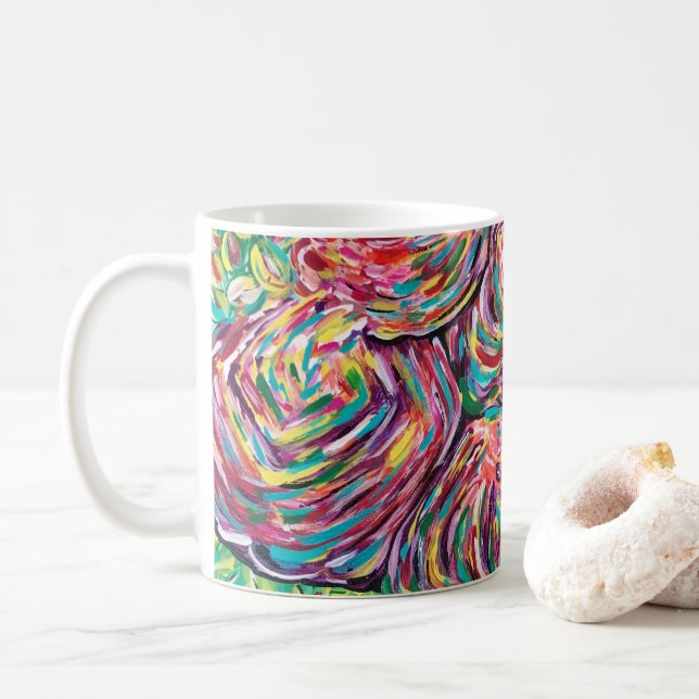 Pretty coffee mug, artsy mug, painters mug (With Donut)