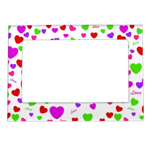 Pretty Coloful Love  Hearts Magnetic Photo Frame
