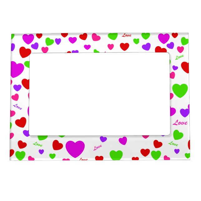 Pretty Coloful Love & Hearts Magnetic Photo Frame (Front)