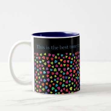 Pretty color Hearts Two-Tone Coffee Mug