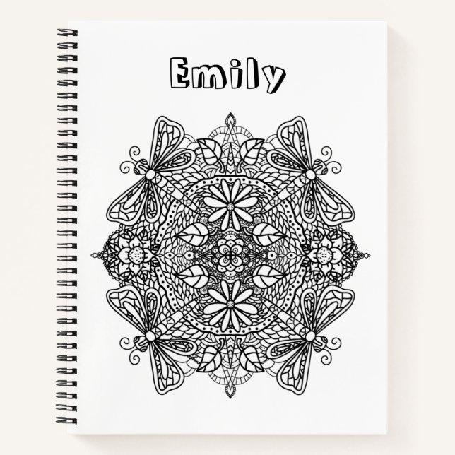 Pretty Color Me Dragonfly Mandala Notebook (Front)
