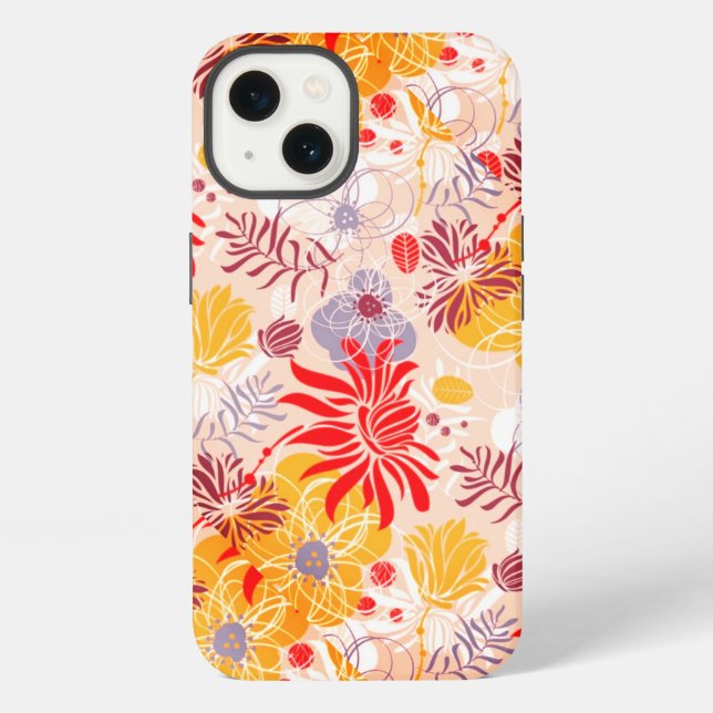 Pretty colored  abstract flowers  iphone case (Back)