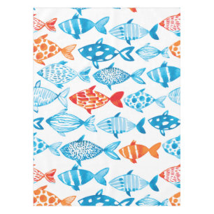 Pretty Colored Fish Blue Red Tablecloth