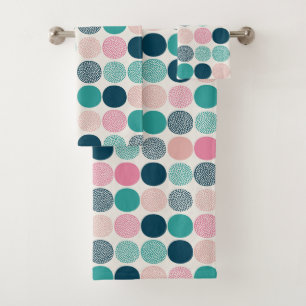 Pretty Colored Polka Dots Bath Towel Set