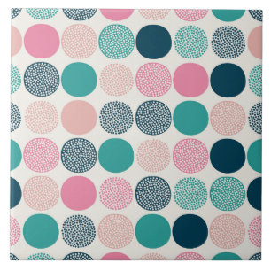 Pretty Colored Polka Dots Ceramic Tile