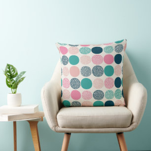 Pretty Colored Polka Dots Throw Pillow
