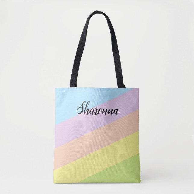 Pretty-colored Striped Tote Bag (Front)