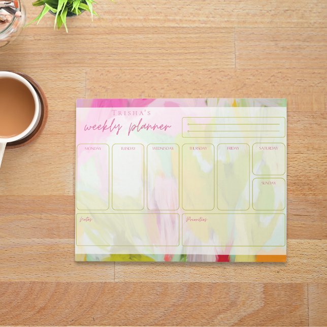 Pretty Colorful Abstract Weekly Planner Notepad (Creator Uploaded)