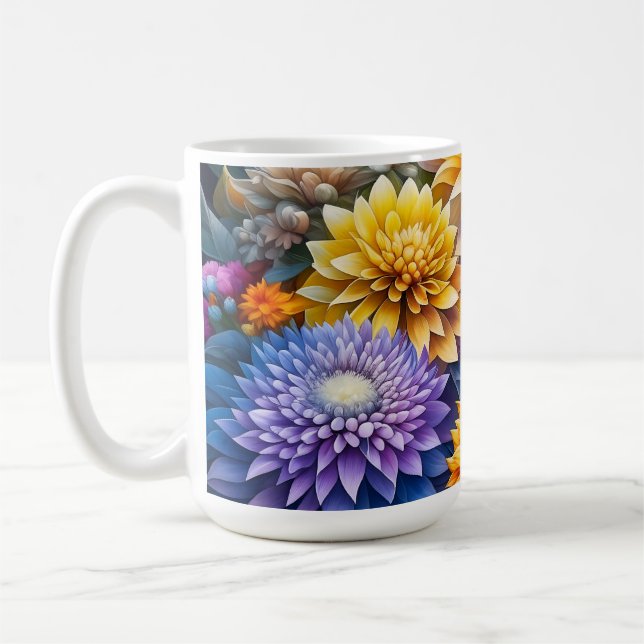 Pretty Colorful Ai Art Flowers Personalized Coffee Mug (Left)