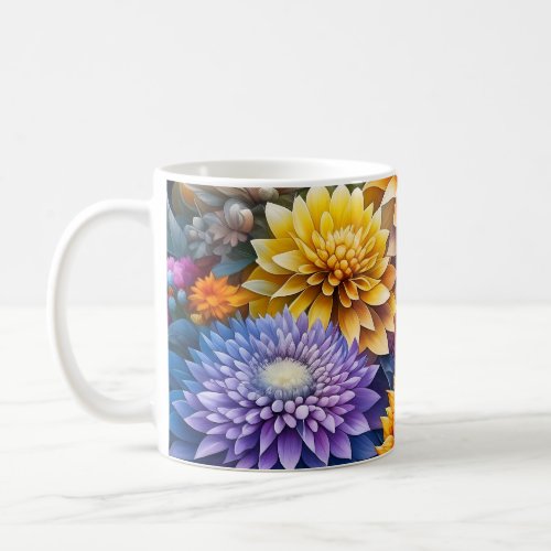 Pretty Colorful Ai Art Flowers Personalized Coffee Mug