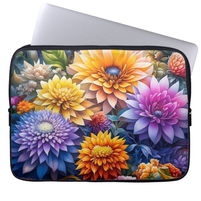 Pretty Colorful Ai Art Flowers Personalized Laptop Sleeve (Front)