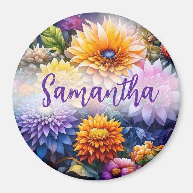 Pretty Colorful Ai Art Flowers Personalized Magnet (Front)