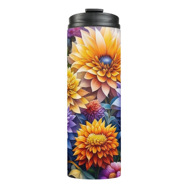 Pretty Colorful Ai Art Flowers Personalized Thermal Tumbler (Front)