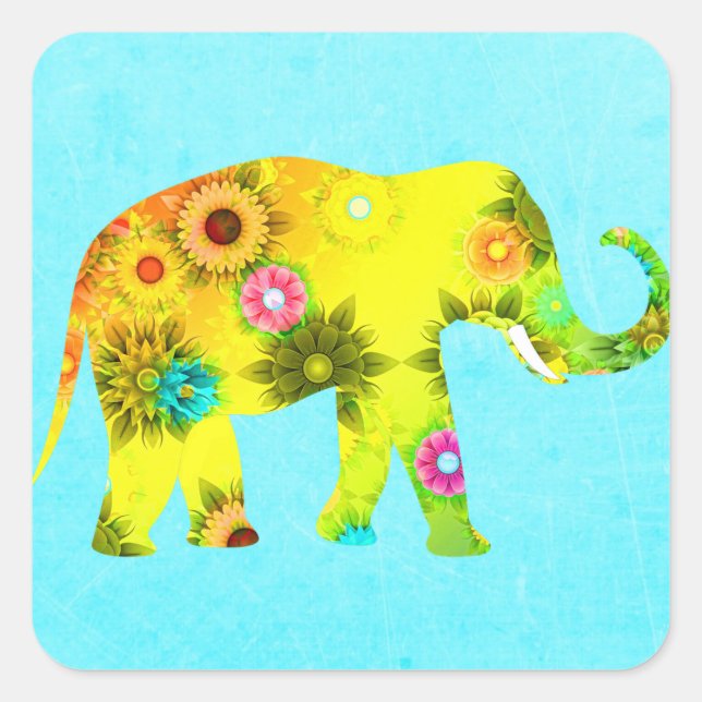 Pretty Colorful Artsy Elephant Sticker (Front)