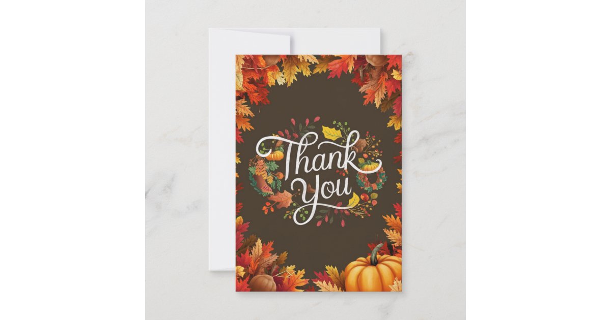Pretty Colorful Autumn Fall Thank You Card | Zazzle