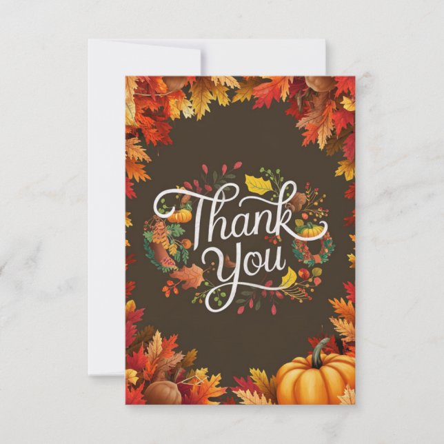 Pretty Colorful Autumn Fall Thank You Card (Front)