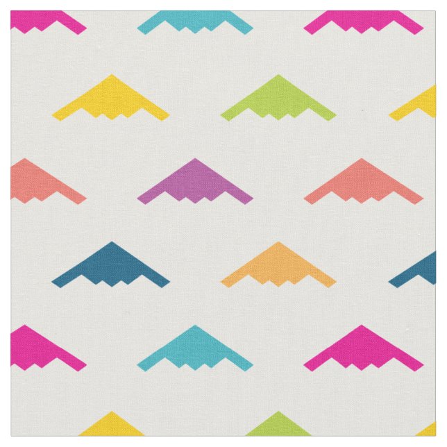 Pretty Colorful B-2 Spirit Stealth Bomber Pattern Fabric (Close Up)