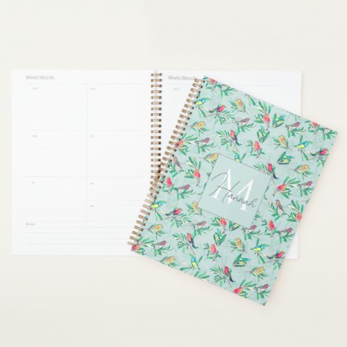 Pretty Colorful Birds Leaves Vintage Design Planner