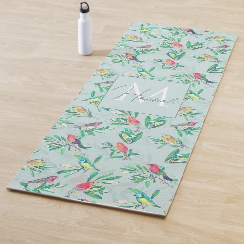 Pretty Colorful Birds Leaves Vintage Design Yoga Mat