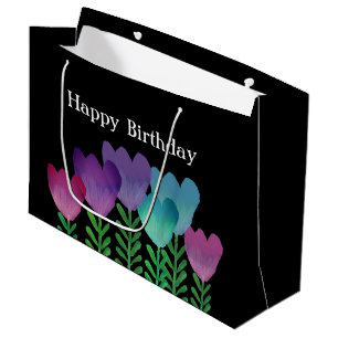 Pretty Colorful Birthday Floral Large Gift Bag