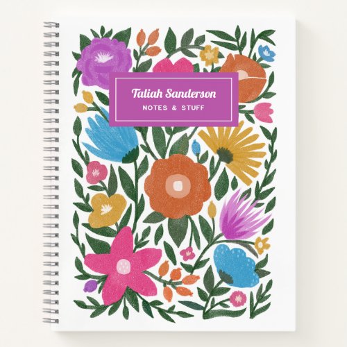 Pretty Colorful Bold Spring Florals  Name    Notebook