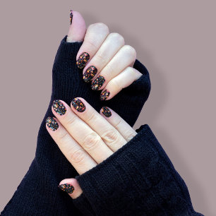 Pretty Colorful Botanical Art Midnight Minx Nail Art