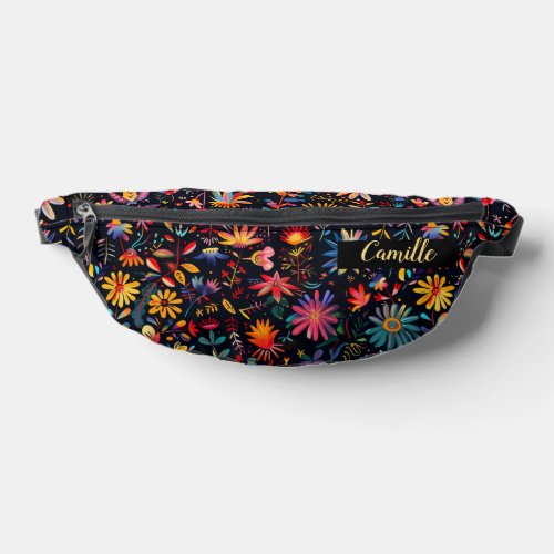 Pretty Colorful Botanical Art Midnight Name Custom Fanny Pack