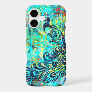 Pretty Colorful Bright Turquoise Peacock Abstract iPhone 17 Case