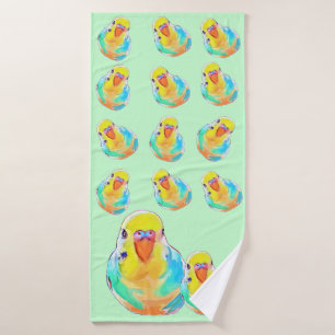 Pretty Colorful Budgerigar Parakeet Bird Cute Bath Towel
