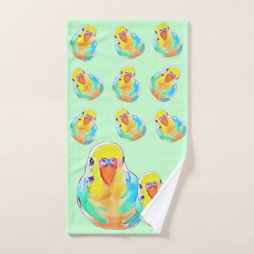 Pretty Colorful Budgerigar Parakeet Bird Cute Hand Towel