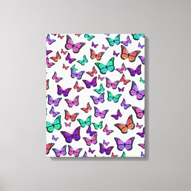 Pretty Colorful Butterflies Pattern Canvas Print (Front)