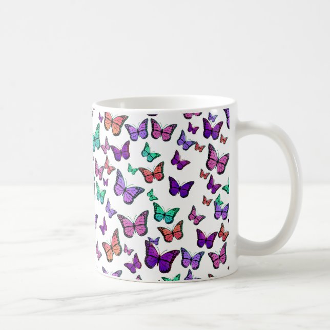 Pretty Colorful Butterflies Pattern Coffee Mug (Right)