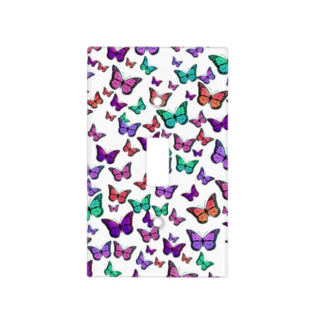 Pretty Colorful Butterflies Pattern Light Switch Cover (Front)