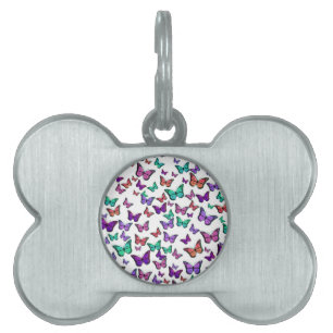 Pretty Colorful Butterflies Pattern Pet ID Tag