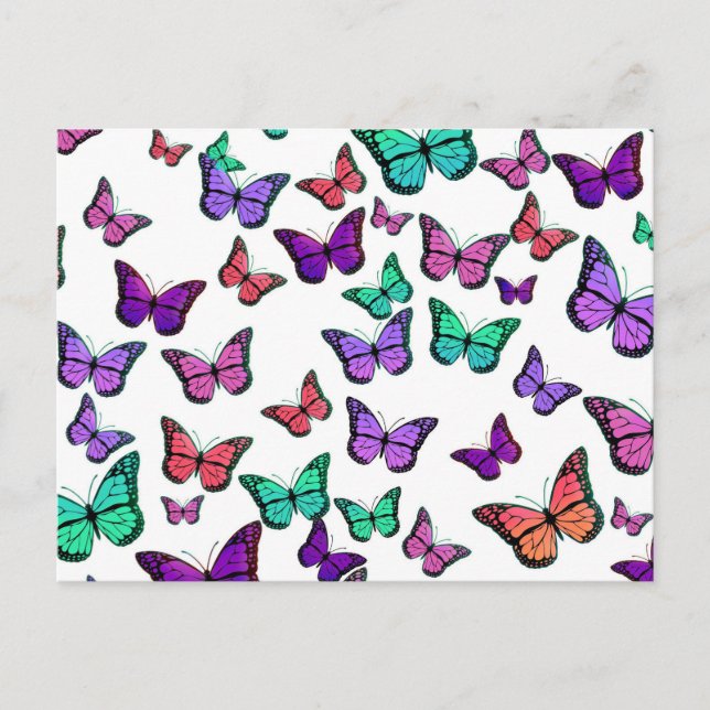 Pretty Colorful Butterflies Pattern Postcard (Front)